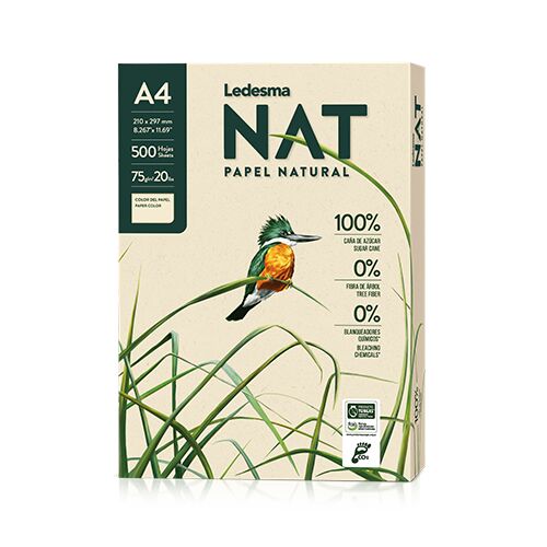 Naturalios spalvos nebalintas biuro popierius, ekologiškas, Ledesma NAT A4, 75gr, 500 lapų - Image 1